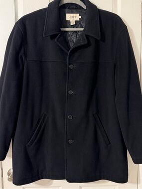J. Crew Men’s Black Wool Pea Coat with Quilted Lining